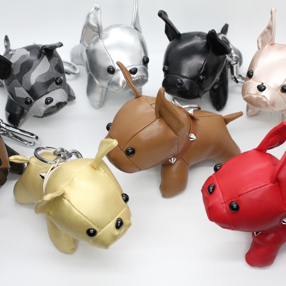Keychain faur leather french bulldog accsesories